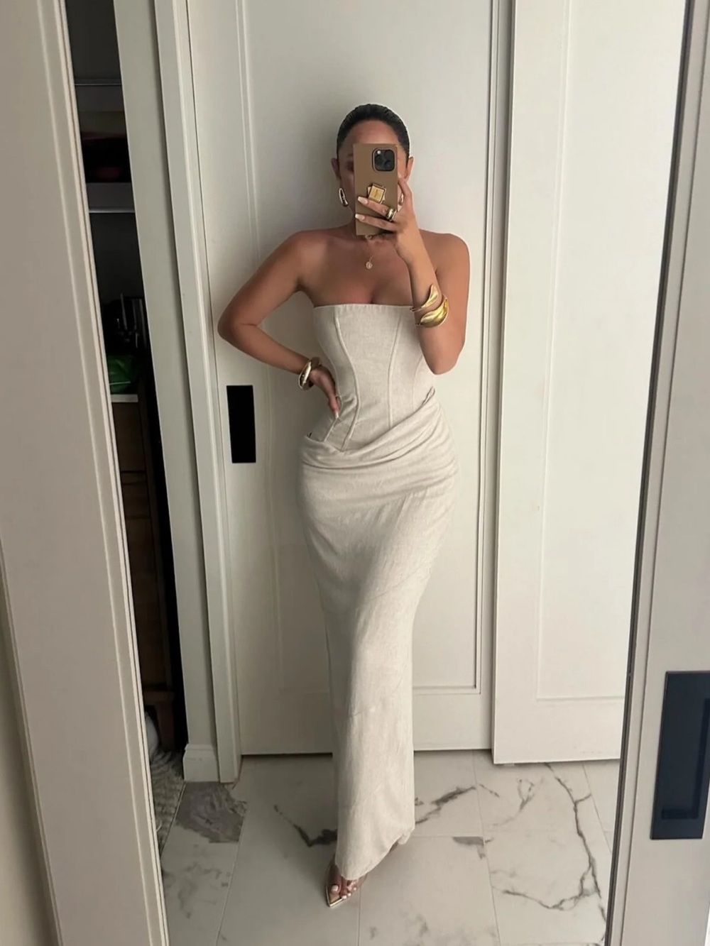 Ivory Natural Journey Linen Maxi Dress